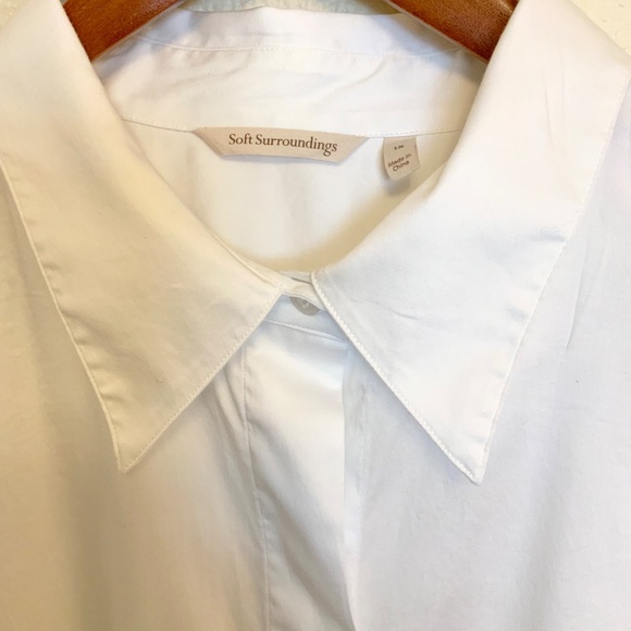 PLUS SIZE! Soft Surroundings Button Down Shirt White 1X - Picture 2 of 8